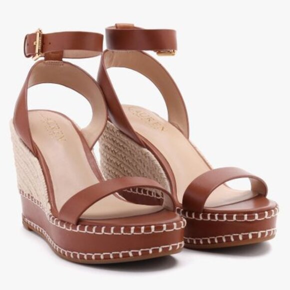 EVERYTHING MUST GO: NWOT RALPH LAUREN HILARIE BURNISHED LEATHER ESPADRILLE - Picture 1 of 3